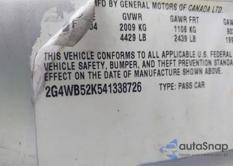 2004 Buick Regal Ls z USA, uszkodzony, nr VIN 2G4WB52K541338726